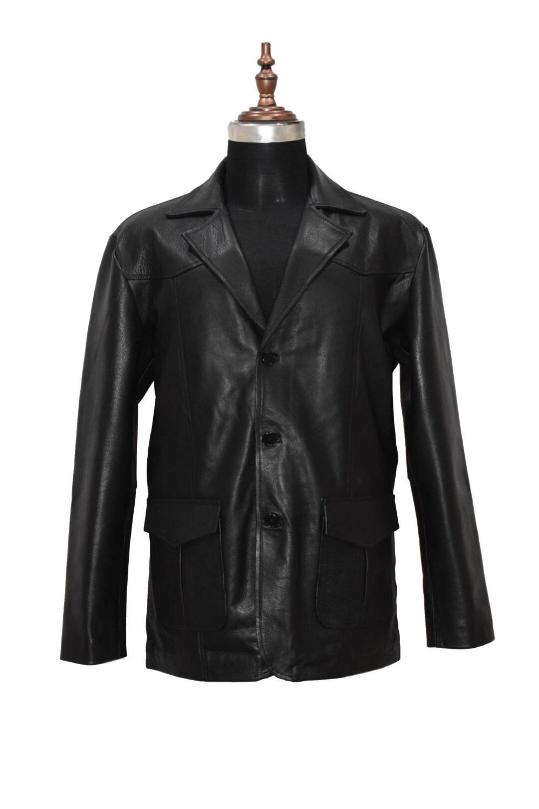 Vintage Men Black Leather Coat Real Cow Hide Leather Jacket - Etsy