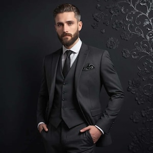 Men Black 3 Piece Suits Wedding Dinner Party Wear Suits Special Gift For Him