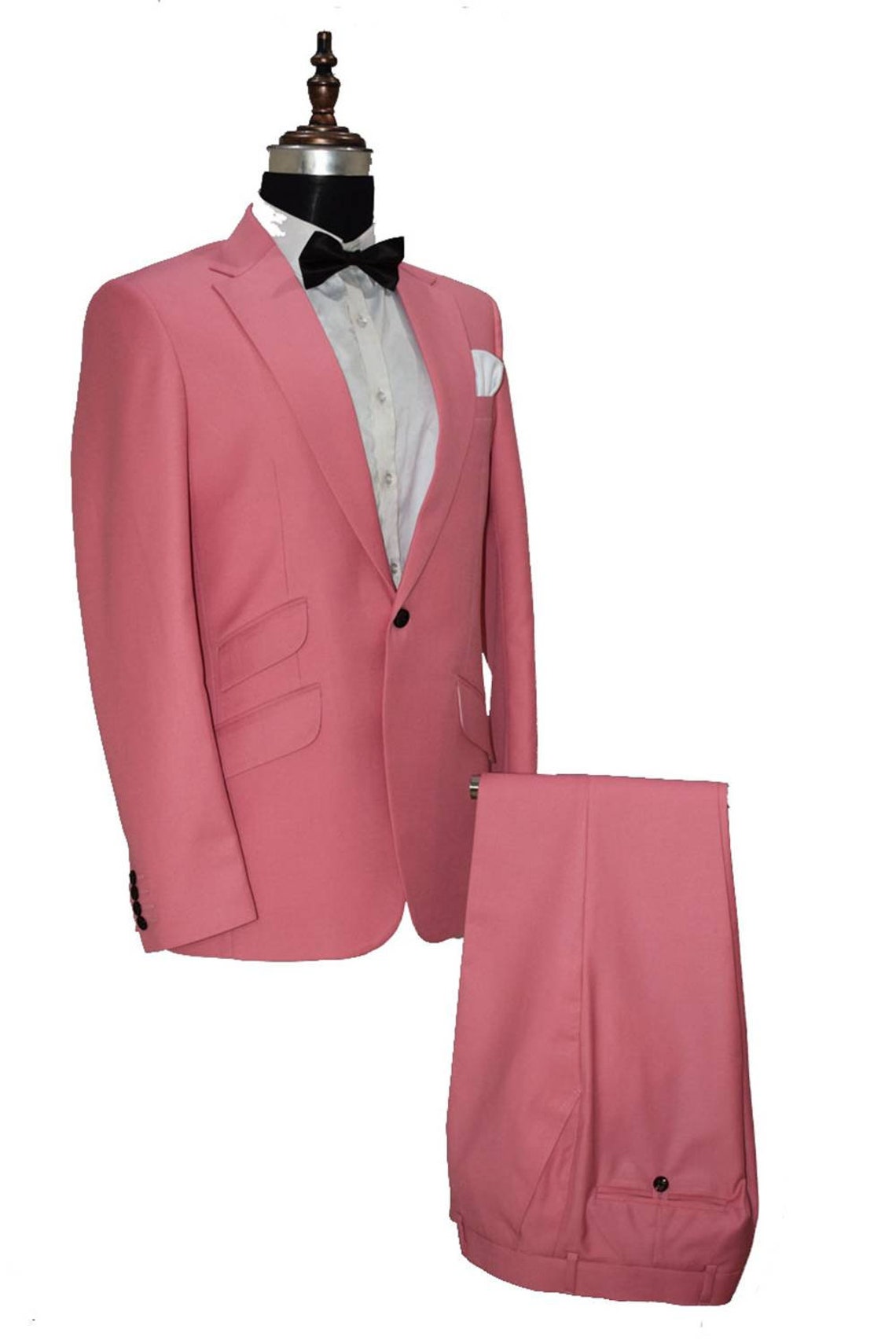 Men Pink Suits Wedding Grooms 1 Button Dinner Party Wear Suits Etsy