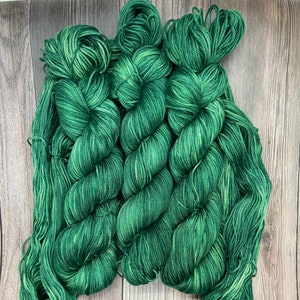 The Wizard, Pima Cotton, Hand Dyed Yarn, jewel tone green, indie dyed, organic dk Tencel linen vegan, yarn for knitters weavers crocheters