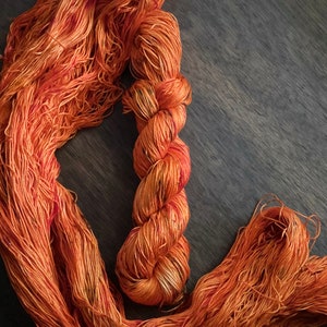 Trick or Treat, 100% Pima, DK Cotton, Hand Dyed Yarn, Halloween theme, autumn tones, orange speckled, yarn for knitters weavers crocheters