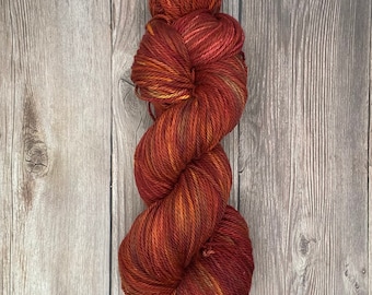 Summer Sunset 100% Pima DK Cotton Hand Dyed Yarn Sun theme indie dyed sunny red burgundy semi solid tonal vegan knitters weavers crocheters