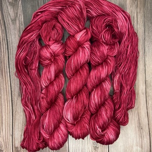 Persephone, 100% Pima Cotton, Hand Dyed Yarn, deep red purple, indie dyed, organic, dk Tencel linen vegan, for knitters weavers crocheters