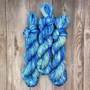 Verditter Pima Cotton DK Hand Dyed Yarn Classic theme indie dyed soft blue green vegan yarn for knitters weavers crocheters