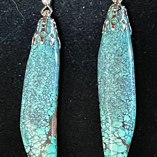Hubei Turquoise Earrings.Very nice stones with hypo allergenic ear wires