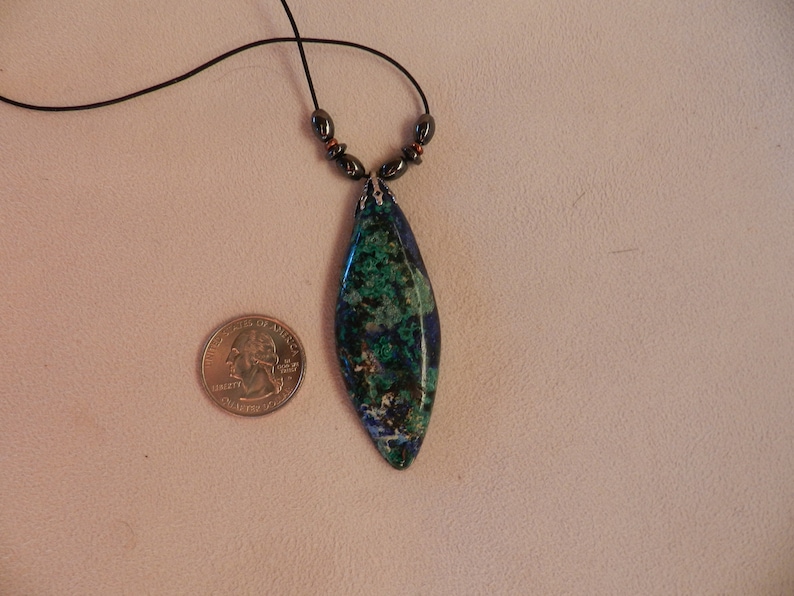 AZURITE MALACHITE BEAUTIFULLPendant with Hematite Beads