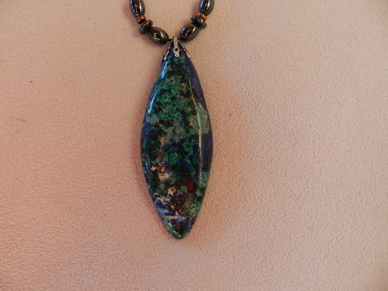 AZURITE MALACHITE BEAUTIFULLPendant with Hematite Beads