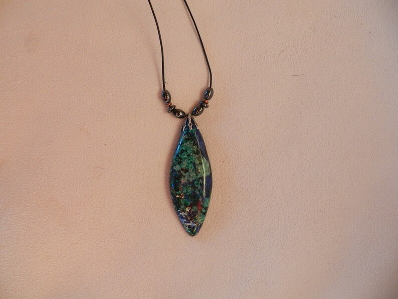 AZURITE MALACHITE BEAUTIFULLPendant with Hematite Beads