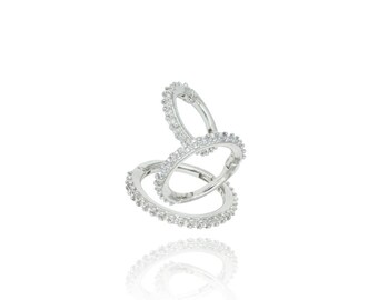 Mia Diamonds 925 Sterling Silver Solid Cubic Zirconia Hinged Hoop Earrings 10mm x 12mm