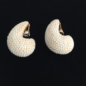 Vintage Richard Kerr Nautilus White Pave Earrings (clip on)