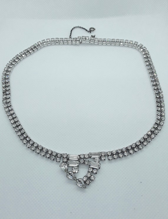 Double Strand Vintage Rhinestone Necklace with As… - image 3