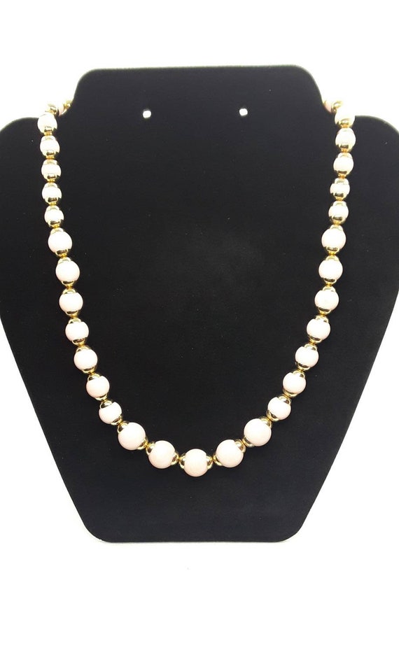 Vintage Avon Pink and Gold Beaded Necklace - image 1