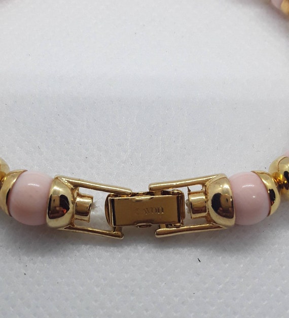 Vintage Avon Pink and Gold Beaded Necklace - image 4