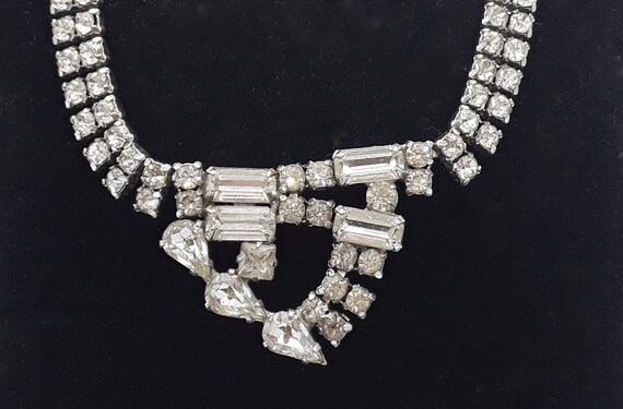 Double Strand Vintage Rhinestone Necklace with As… - image 2