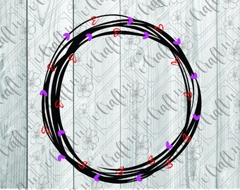 Heart border svg - Circle border svg - Circle frame svg - Hand drawn Wreath svg - Monogram SVG - Monogram Frame svg - Valentines Day svg