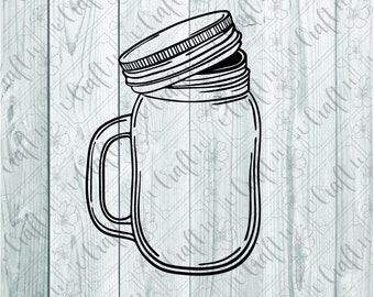Mason Jar SVG - Jar SVG - Mason Jar Cut Files - Mason Jar Clipart - Mason jar Dxf - Cut files for Cricut