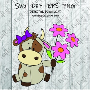 Cow with flowers svg - Cow svg - Cow clipart - Flower svg - Flower clipart - Farm svg - Farm clipart - Baby cow svg - Baby cow clipart