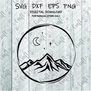 山のある円 SVG - 山 SVG - 山のクリップアート - 月 SVG - 月のクリップアート - 山のカット ファイル - 屋外 SVG - 屋外のクリップアート