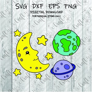 Moon SVG - Moon Clipart - Moon cut file - Space svg - Space clipart - Space svg - Planeta svg - Planeta clipart - Dziecięcy clipart - Kid svg