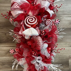READY TO SHIP Elegant Swag Christmas Wreath | Holiday Door Swag | Handmade Winter Decor | Holiday Swag Wreath | Red & White Swag wreath