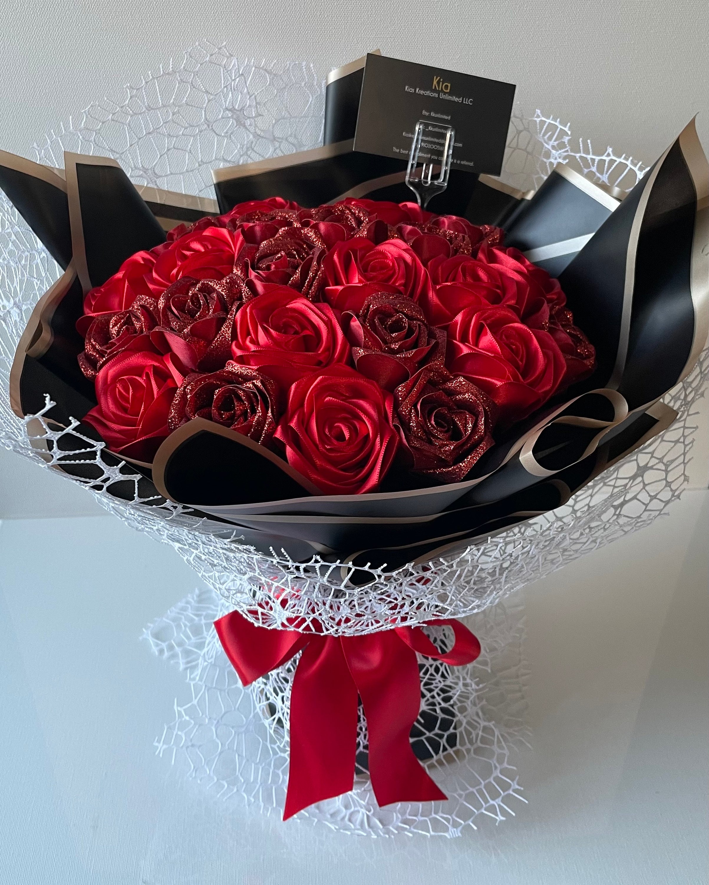 DIY Whole Kits For Ribbon Rose Flowers Bouquet Girlfriend Mother