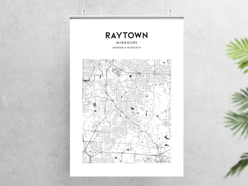 Raytown Map Poster Raytown Map Print Wall Art Mo City Map  Etsy