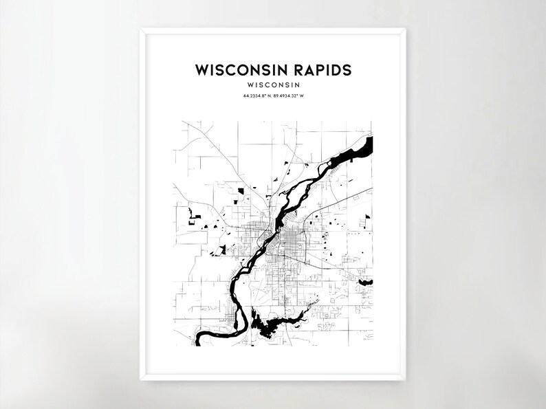 Wisconsin Rapids Map Poster Wisconsin Rapids Map Print Wall Etsy