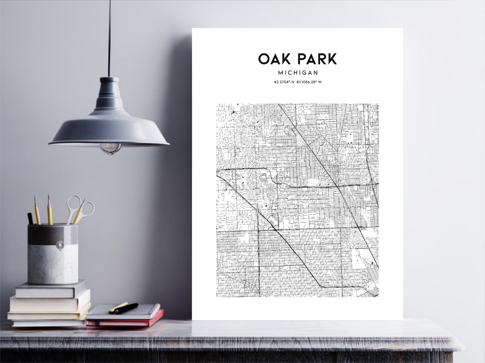Oak Park Map Poster Oak Park Map Print Wall Art Mi City  Etsy