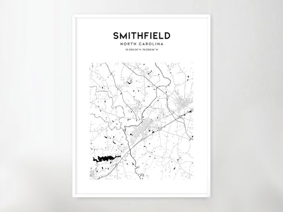 Smithfield Map Poster Smithfield Map Print Wall Art Nc City | Etsy