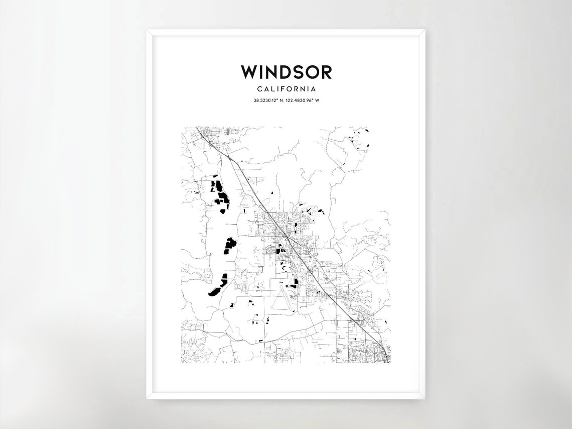 Windsor Map Poster Windsor Map Print Wall Art Ca City Map Etsy