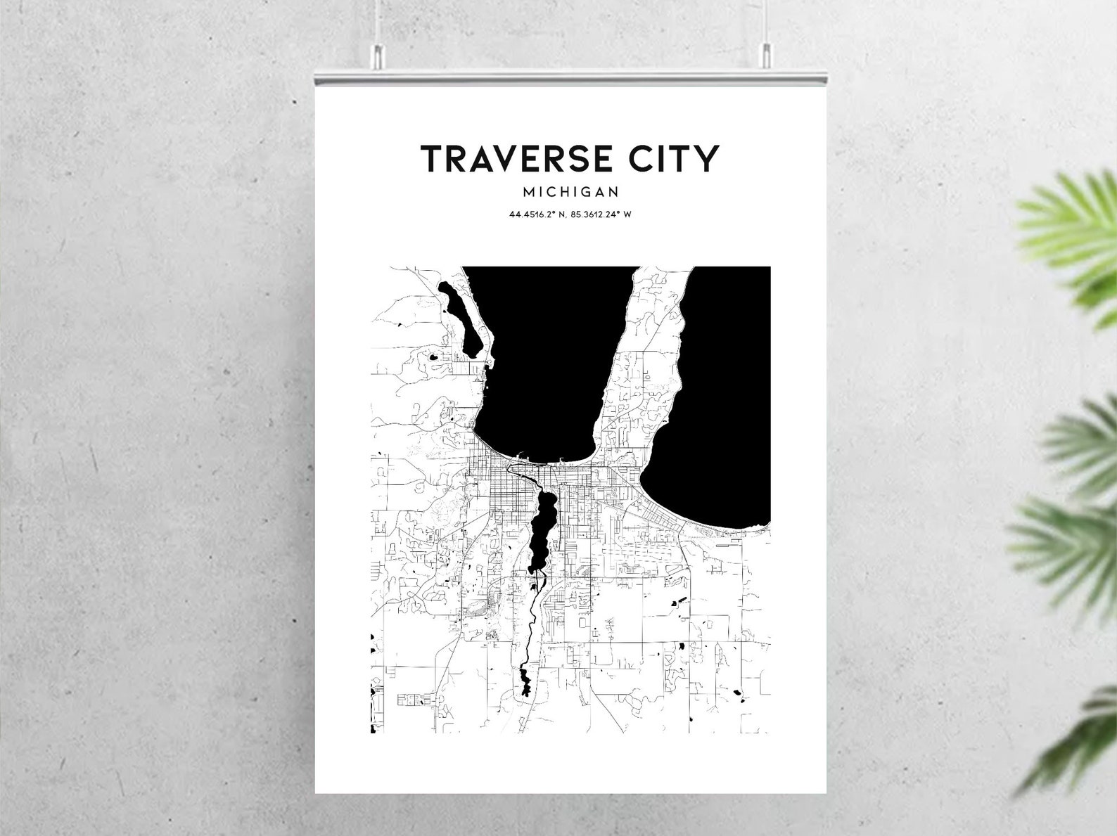 Traverse City Map Poster Traverse City Map Print Wall Art Mi Etsy