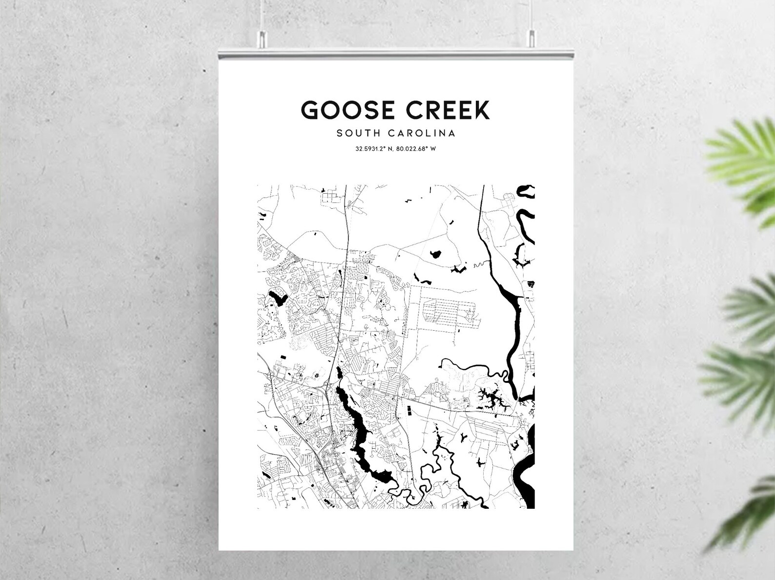 Goose Creek Map Poster Goose Creek Map Print Wall Art Sc Etsy