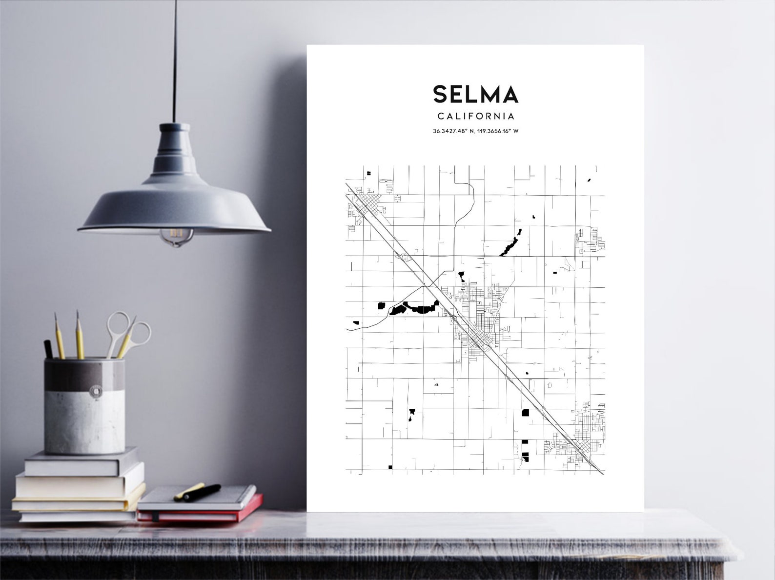 Selma Map Poster Selma Map Print Wall Art Ca City Map Etsy