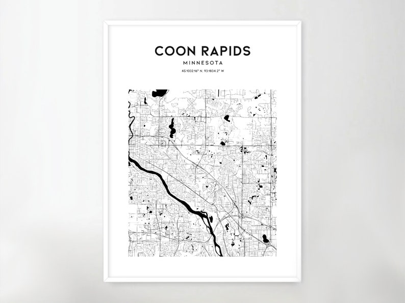 Coon Rapids Map Poster Coon Rapids Map Print Wall Art Mn Etsy