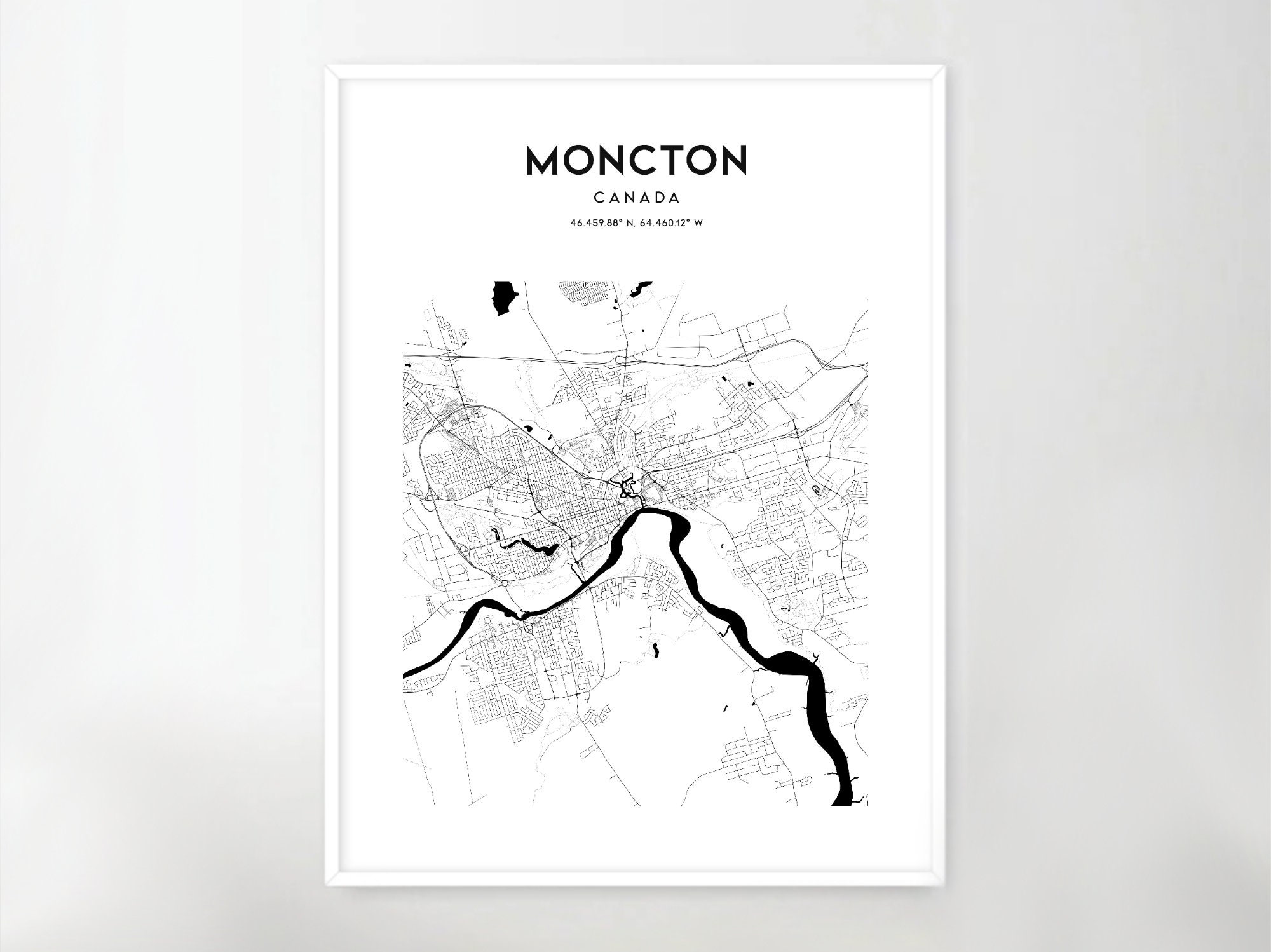 Moncton Map Poster Moncton Map Print Wall Art Moncton City Etsy