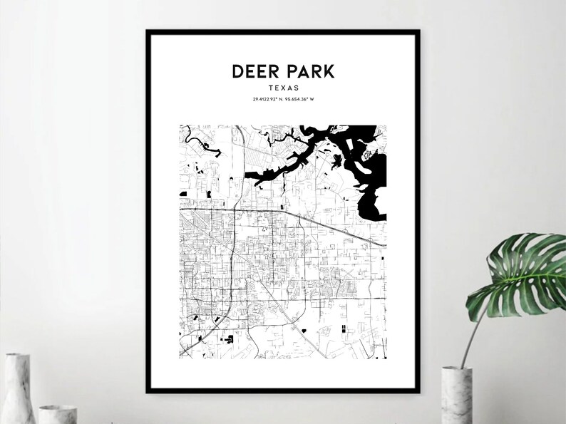 Deer Park Map Poster Deer Park Map Print Wall Art Tx City Etsy