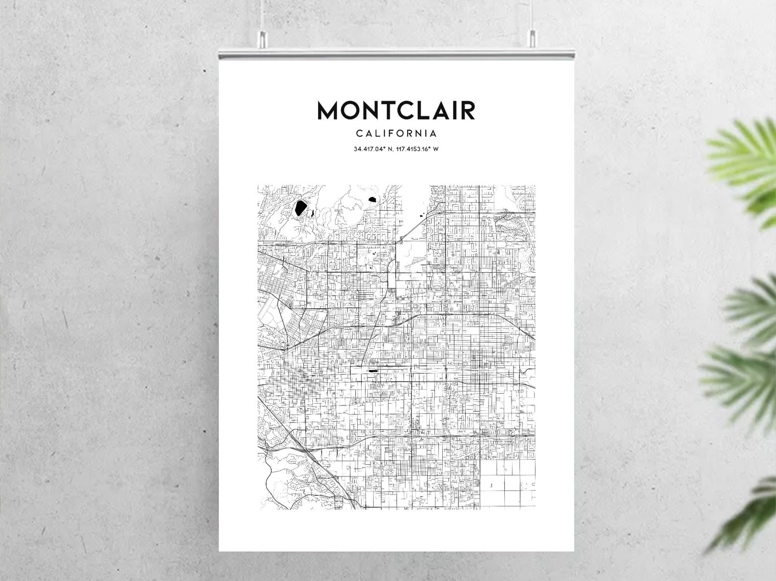 Montclair Map Poster Montclair Map Print Wall Art Ca City Etsy