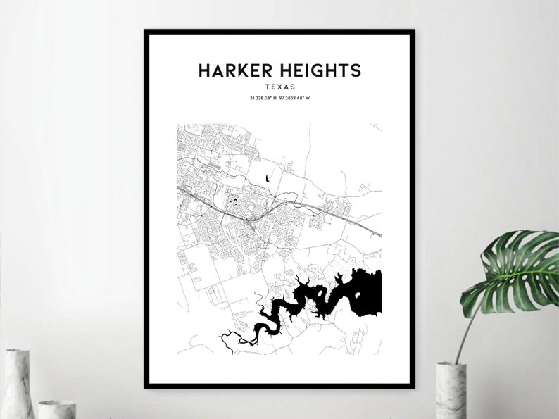 Harker Heights Map Poster Harker Heights Map Print Wall Art Etsy