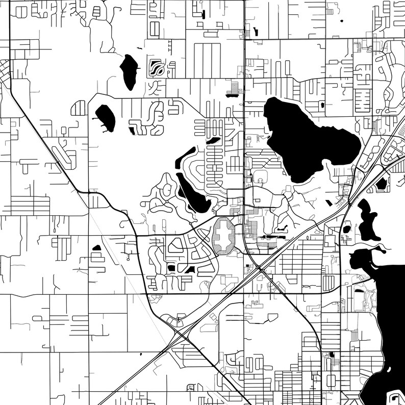 Lakeland Map Poster Lakeland Map Print Wall Art Fl City Etsy