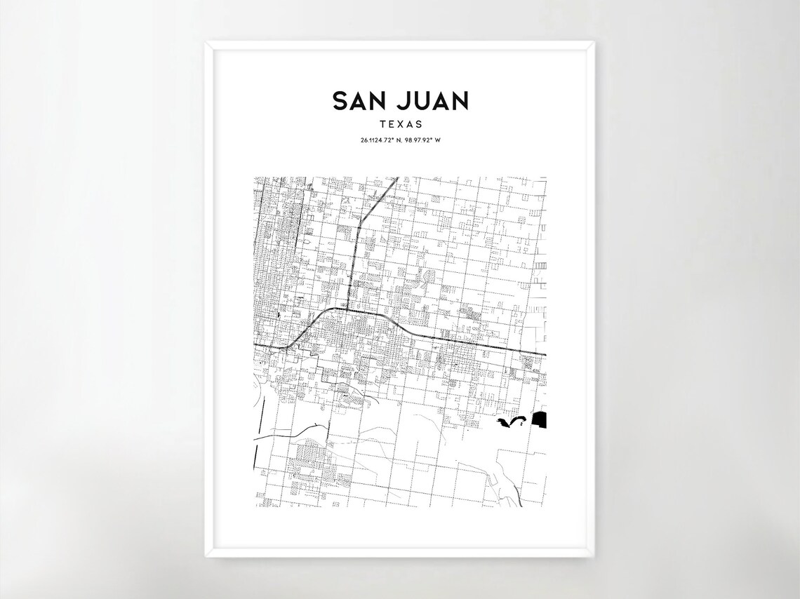 San Juan Map Poster San Juan Map Print Wall Art Tx City | Etsy