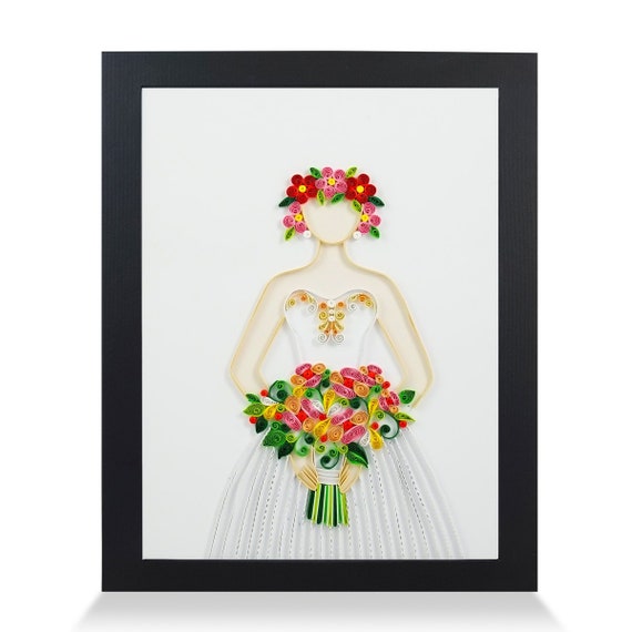 Download Quilling Pattern Papercraft Wedding Bridal Decor Paper Quilling 3d Art Frame Bride Aesthetic Room Decor Quilled Flower Bride Gift Home Living Wall Hangings Kromasol Com