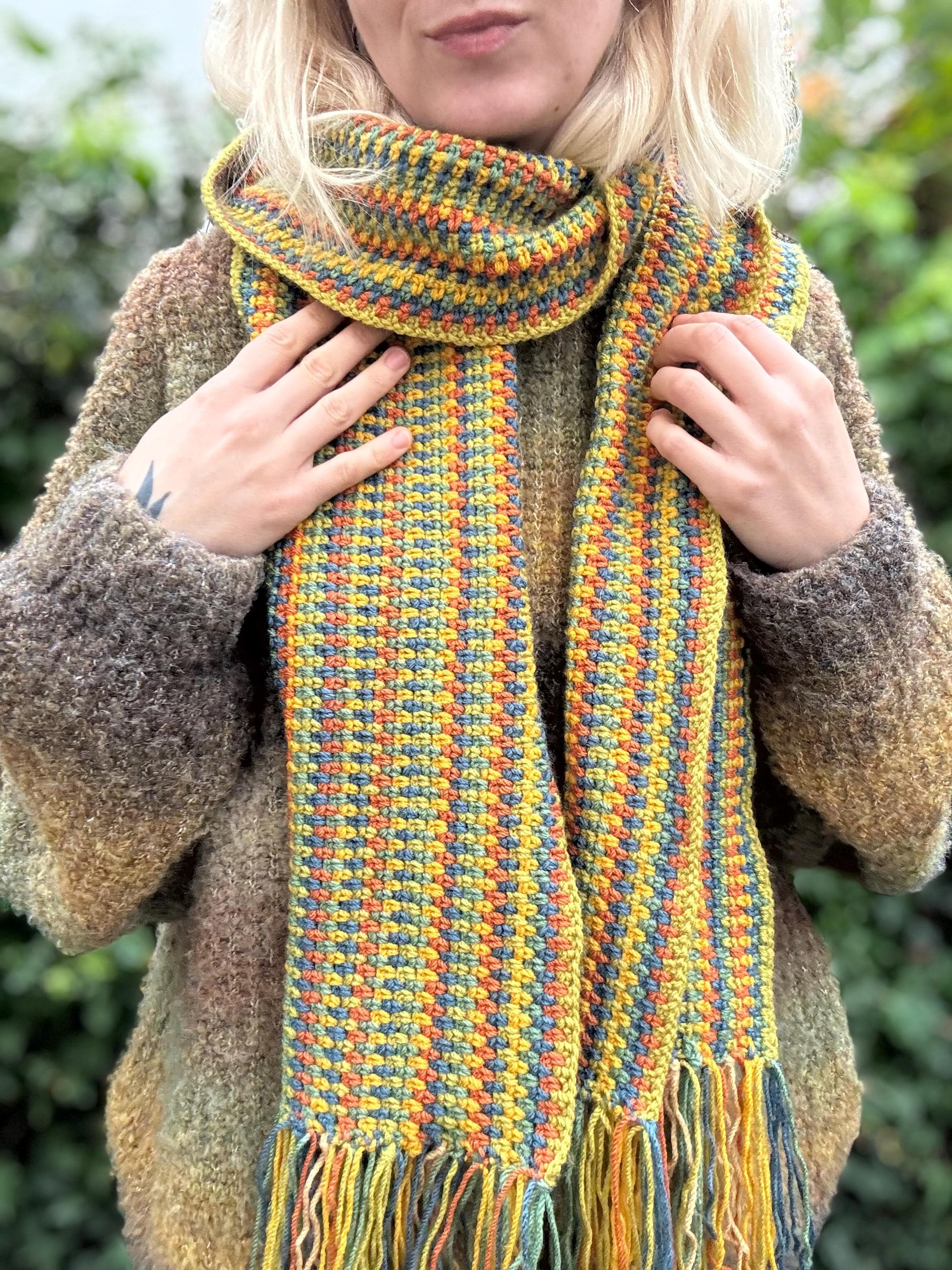 Moss Stitch Crochet Scarf Pattern: Beginner-friendly PDF (digital ...