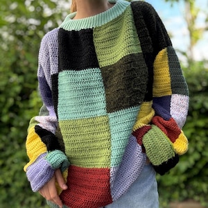 may　soduk patchwork knit tops / gray soduk patchwork knit tops