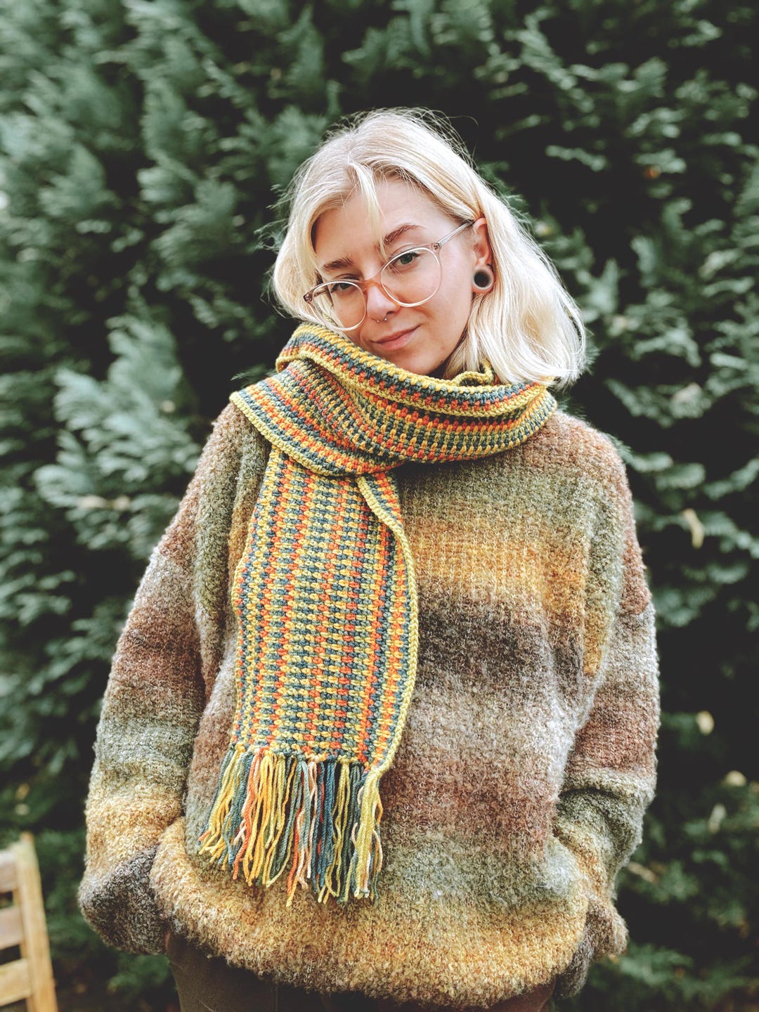 Moss Stitch Crochet Scarf Pattern: Beginner-friendly PDF (digital