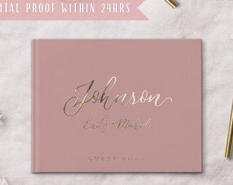 Personalized Wedding Guest Book | Mauve Wedding Book Album | Rose Gold Foil Album | Custom wedding Signature Book | Photo Booth #gb042