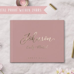 Personalized Wedding Guest Book | Mauve Wedding Book Album | Rose Gold Foil Album | Custom wedding Signature Book | Photo Booth #gb042