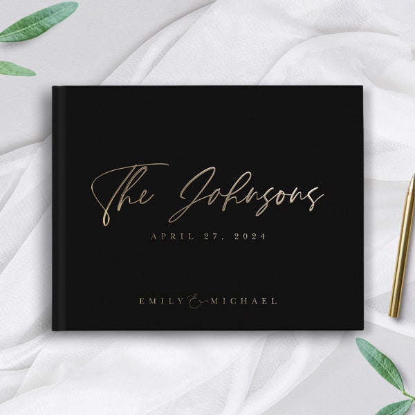 Black Classic Wedding Guest Book Etsy