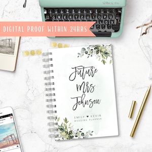 Personalisierter Hochzeitsplaner, Greenery Planer, Goldfolie Planner, Personalisierter Hochzeitsplaner #wp024