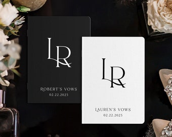 Personalized Monogram Wedding Vow Books, Custom Vow Books set of 2, His & Her Vow Booklets, Luxury Vows Books Gold Foil, Engagement Gift