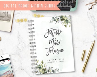 Personalisierte Hochzeit Planer, Zukunft Frau Hochzeit Planung Buch, benutzerdefinierte Geschenk, Goldfolie Planer, greenery Hochzeitsplaner personalisieren #wp024